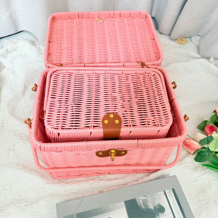 Women's Handcrafted Rattan Picnic Basket Bowlift