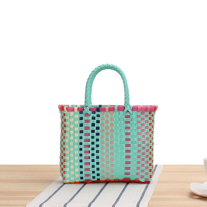 Handmade straw bag with colorful stripes Bowlift
