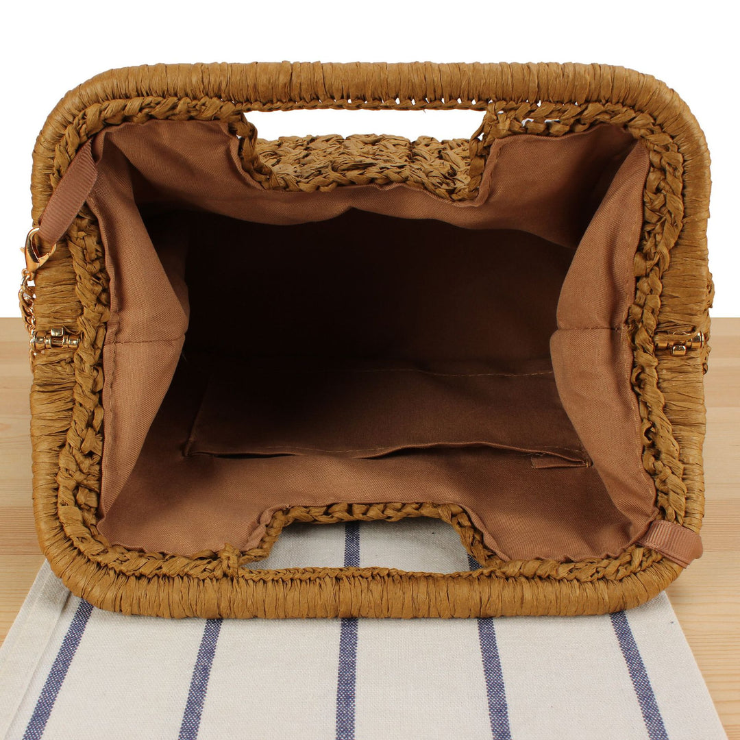 Special handbag made of natural raffia weaving Bowlift
