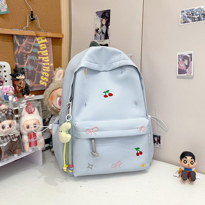 Cute Illustrated Cherry-Embellished Backpack Bowlift
