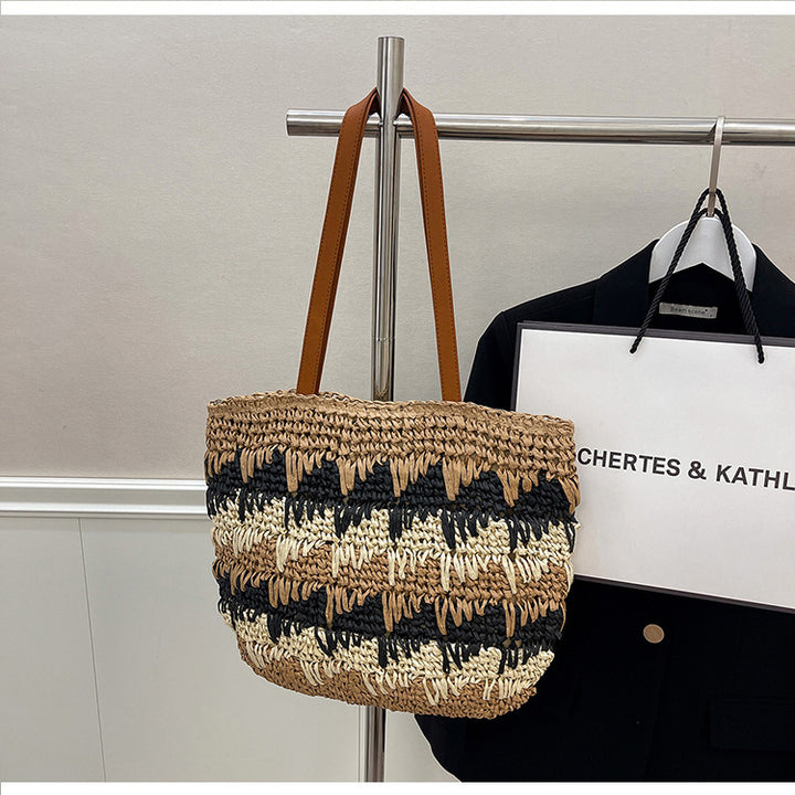 Large, Handmade Straw Bag with Designer Details Bowlift