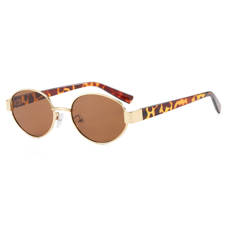 Ladies fashionable sunglasses with exclusive leopard print and elegant metal frame Bowlift