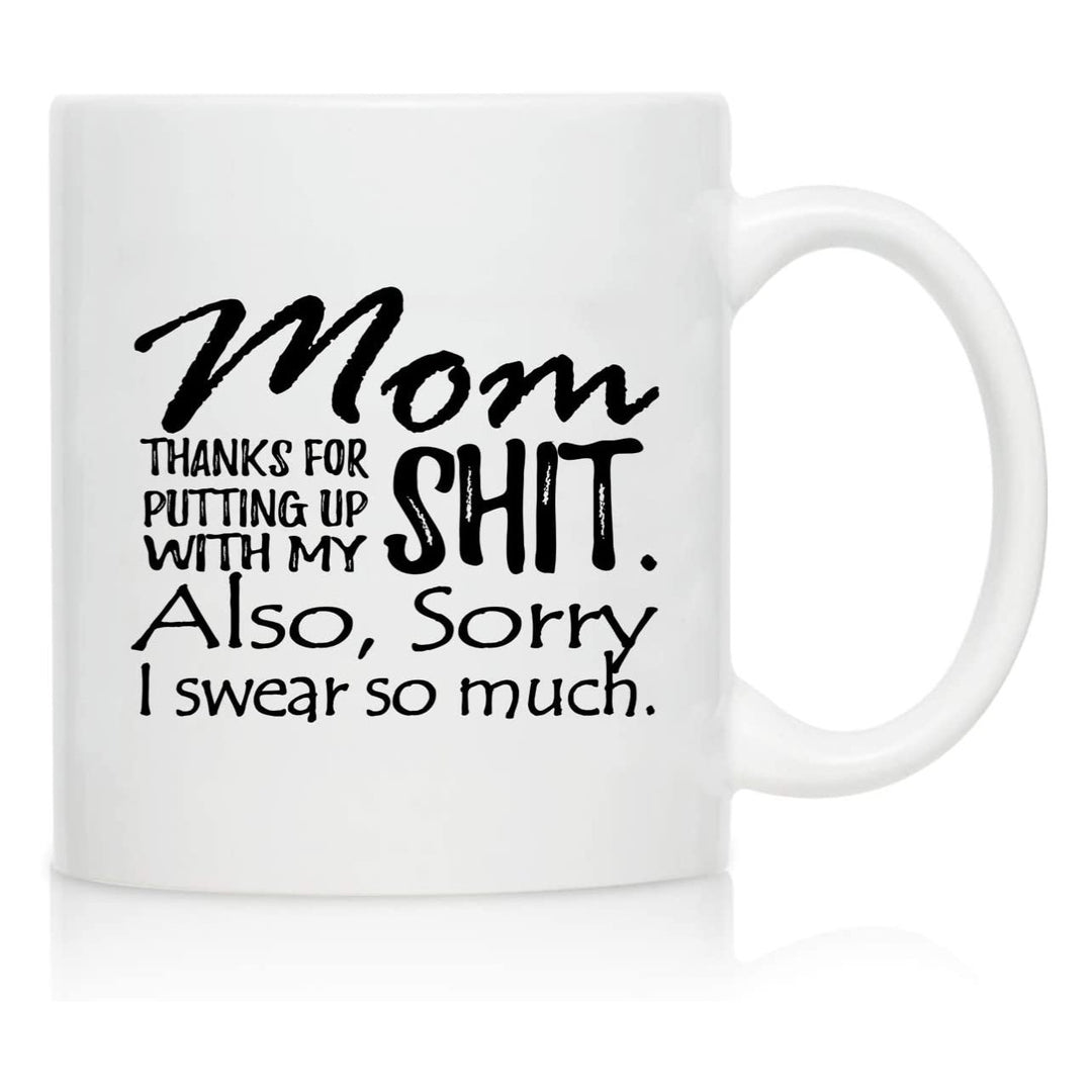 Large Dishwasher-Safe Stoneware Statement Coffee Mug With Oversized C-Handle And Humorous "Great Job Mom" Typographic Print