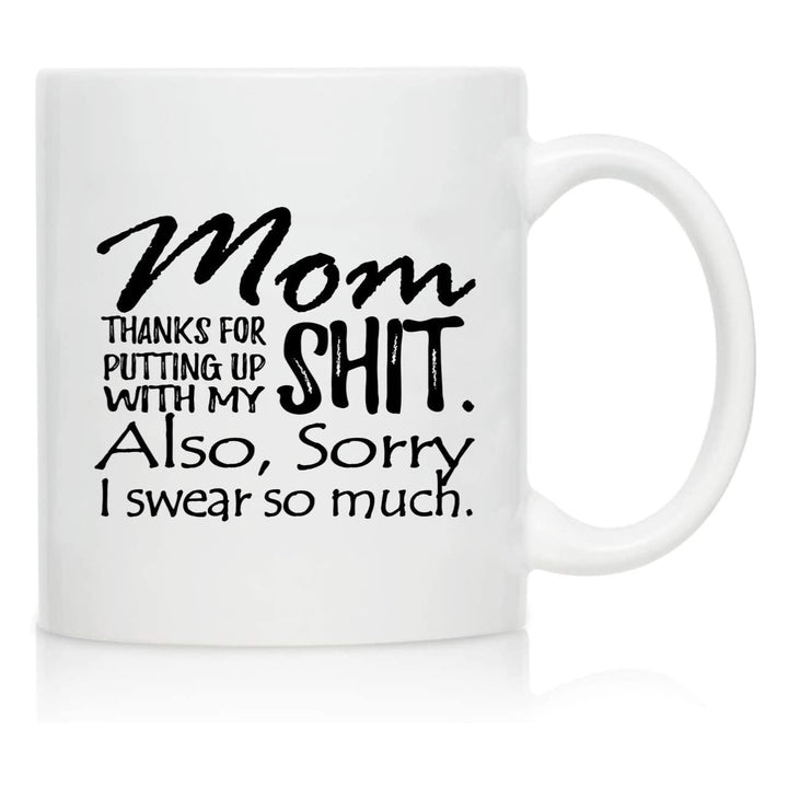 Large Dishwasher-Safe Stoneware Statement Coffee Mug With Oversized C-Handle And Humorous "Great Job Mom" Typographic Print