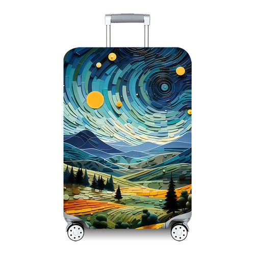 Unisex hard-shell travel suitcase with artistic landscape design Bowlift
