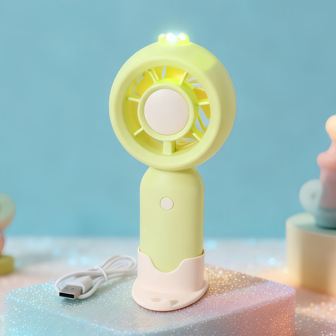 Portable Mini Fan with LED Lighting and USB Charging Function Bowlift