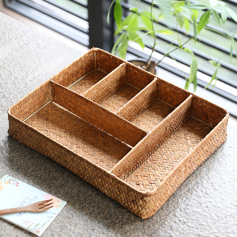 Woven Multi-Compartment Storage Basket Bowlift