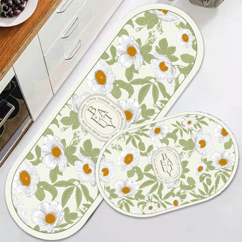 Floral Design Anti-Fatigue Kitchen Mat Bowlift