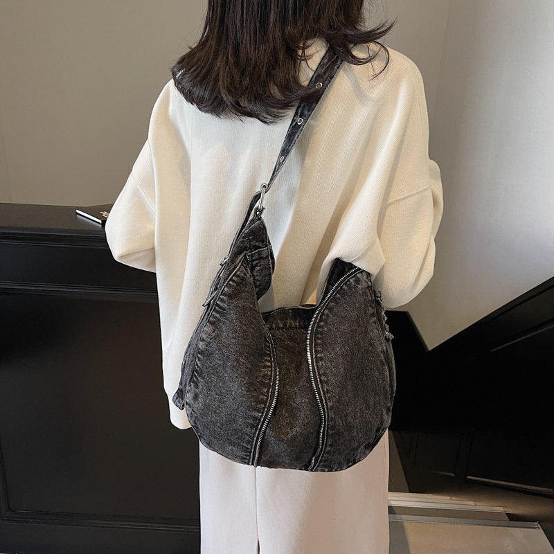 Fashionable Denim Shoulder Bag Bowlift