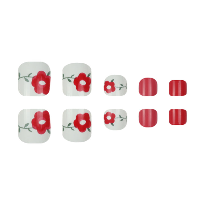 Decorative Floral Press-On Toenails Bowlift