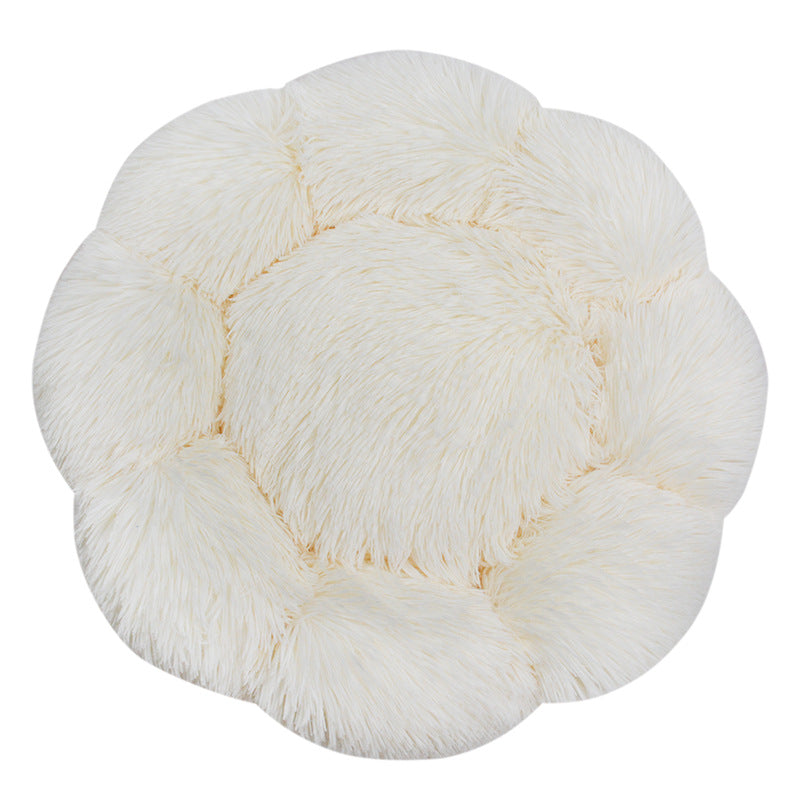 Flower-Shaped Plush Dog Bed