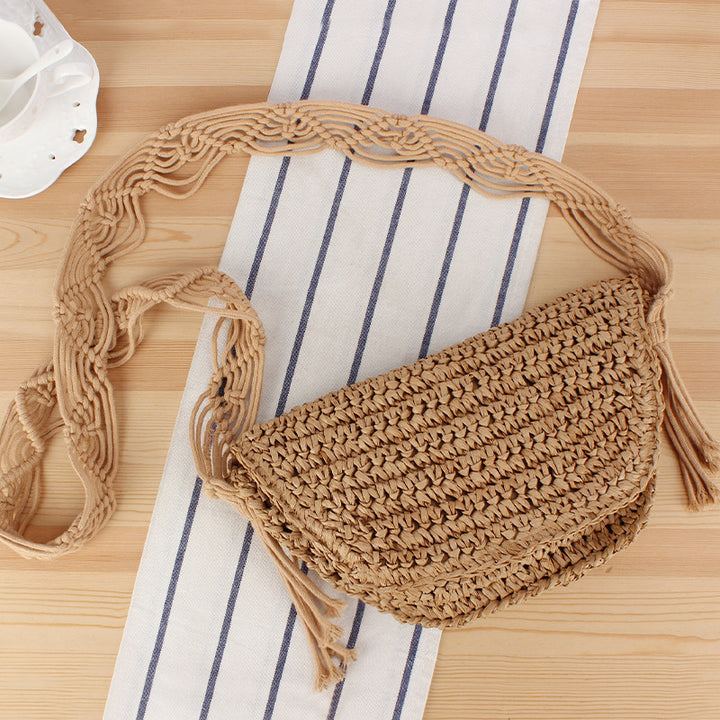 Braided Shoulder Bag in Creative Macrame Design Bowlift