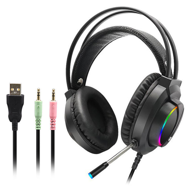 Men's Gaming Headset with RGB Lighting and Noise-Canceling Microphone Bowlift