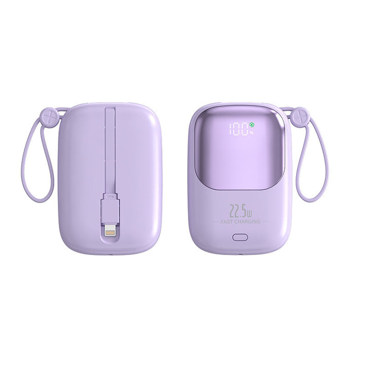 Portable Power Bank with Digital Charging Display and Integrated Charging Cable Bowlift