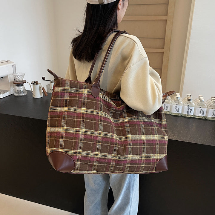 Plaid Structured Weekend Duffle Bag Bowlift