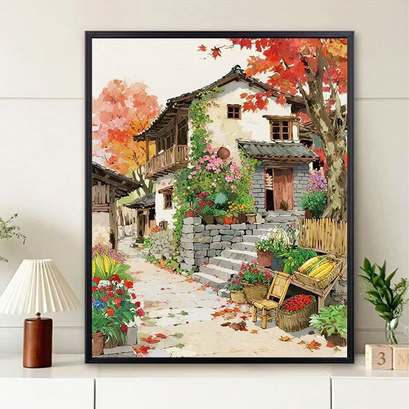 Scenic Village Landscape Art Print Bowlift