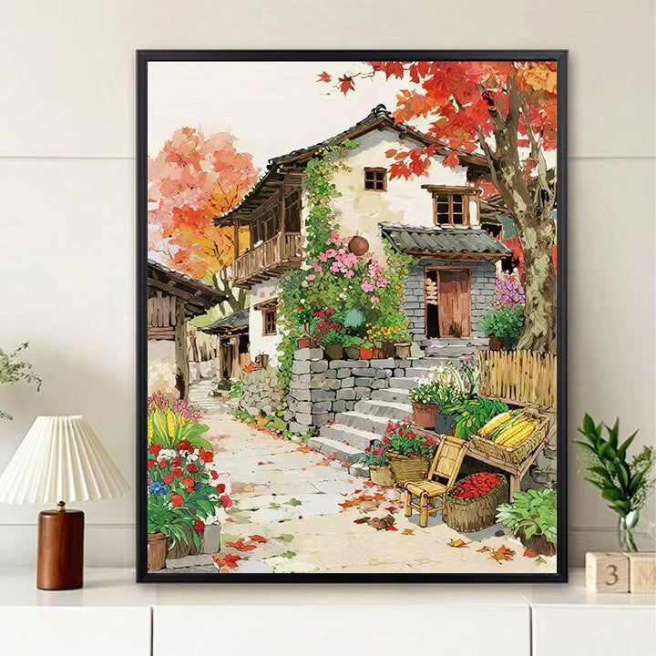 Scenic Village Landscape Art Print Bowlift