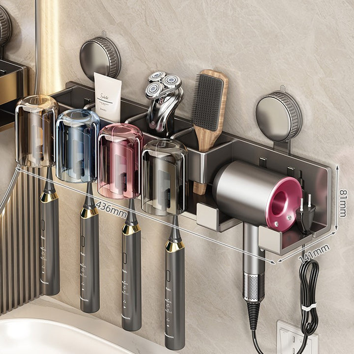 Wall-Mounted Hair Tool Organizer with Storage Compartment Bowlift