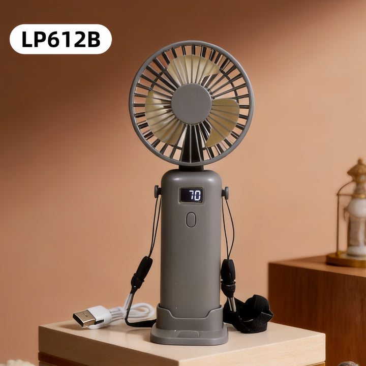 Women portable handheld fan with digital display and USB charging function Bowlift