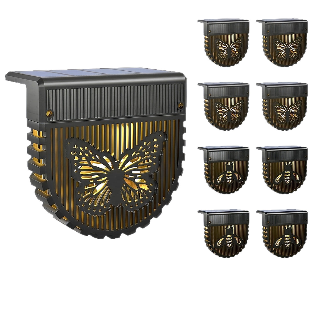Decorative Solar Garden Wall Lanterns With Laser Cut Bee And Butterfly Motifs Bowlift