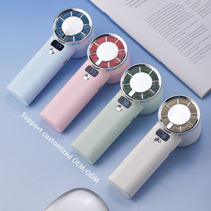 Women Portable Hand Fan with Digital Display Bowlift