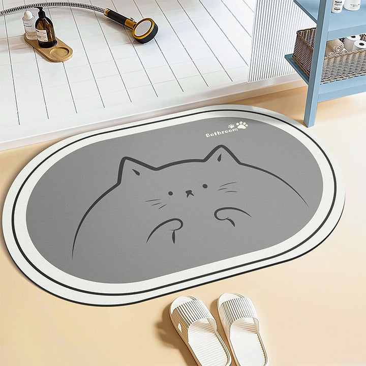 Adorable Cartoon Cat Bath Mat Bowlift