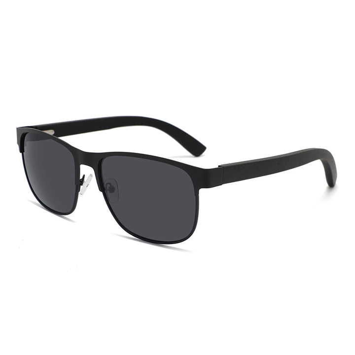 Rimless oversized cat eye polarized sunglasses with wood-effect temples Bowlift