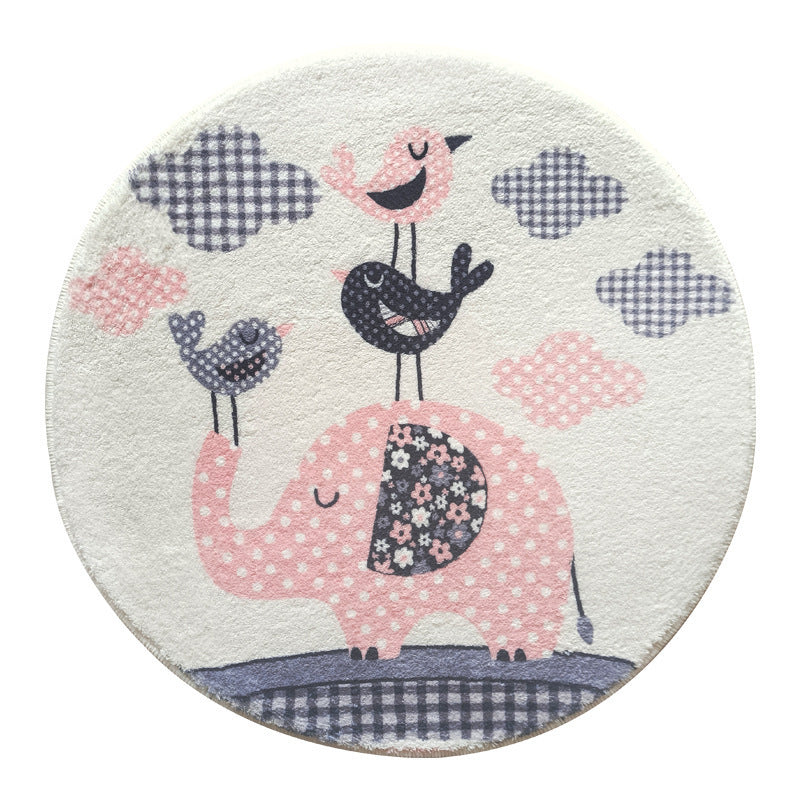 Rabbit-Themed Round Area Rug Bowlift