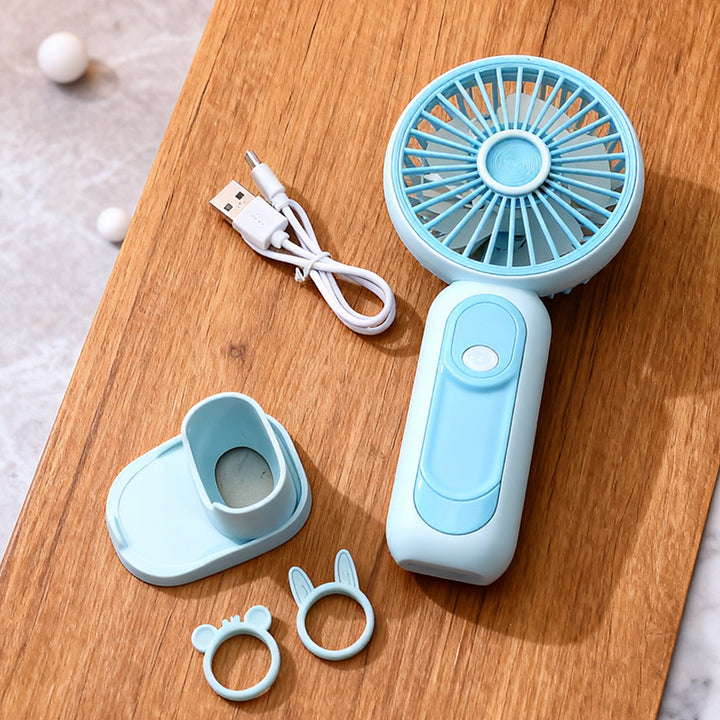 Unisex rechargeable cordless handheld fan with USB port and detachable stand Bowlift