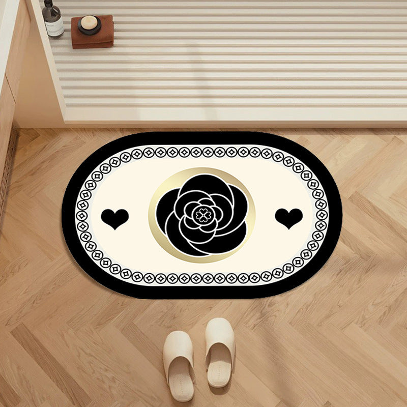 Elegant Floral Pattern Bathroom Rug