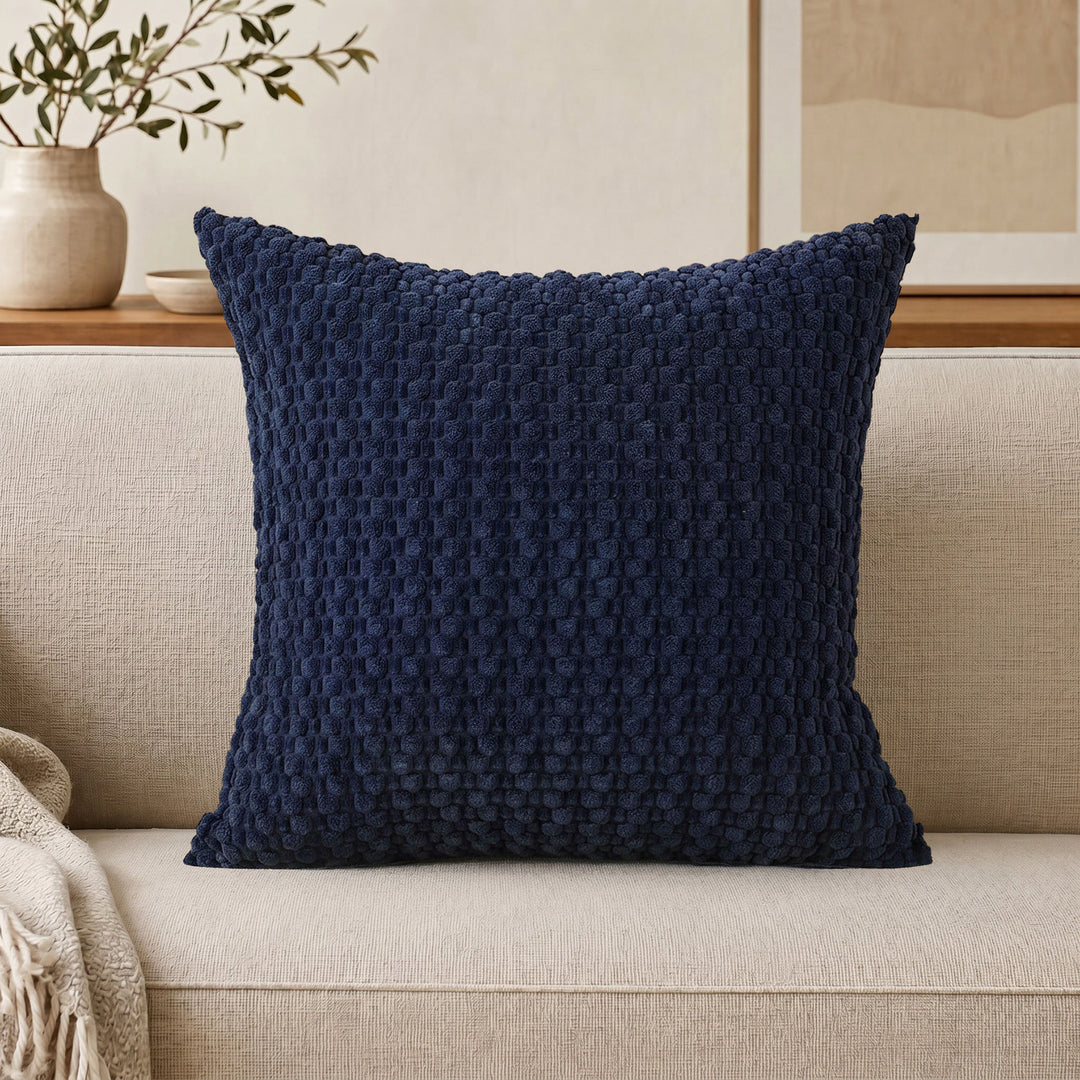 Textured chenille waffle throw pillow with plush insert Bowlift