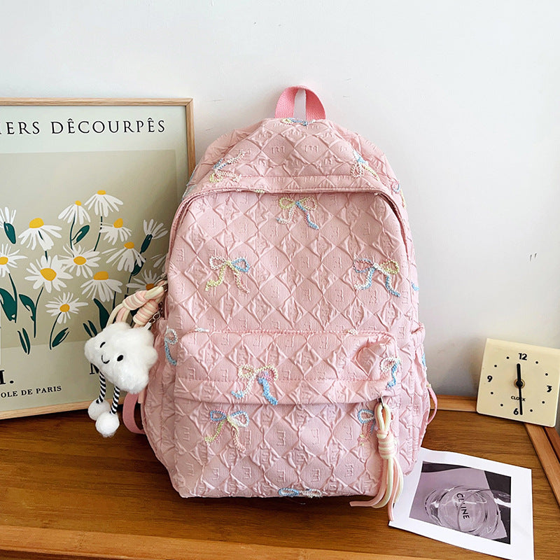 Embroidered Quilted Backpack Bowlift
