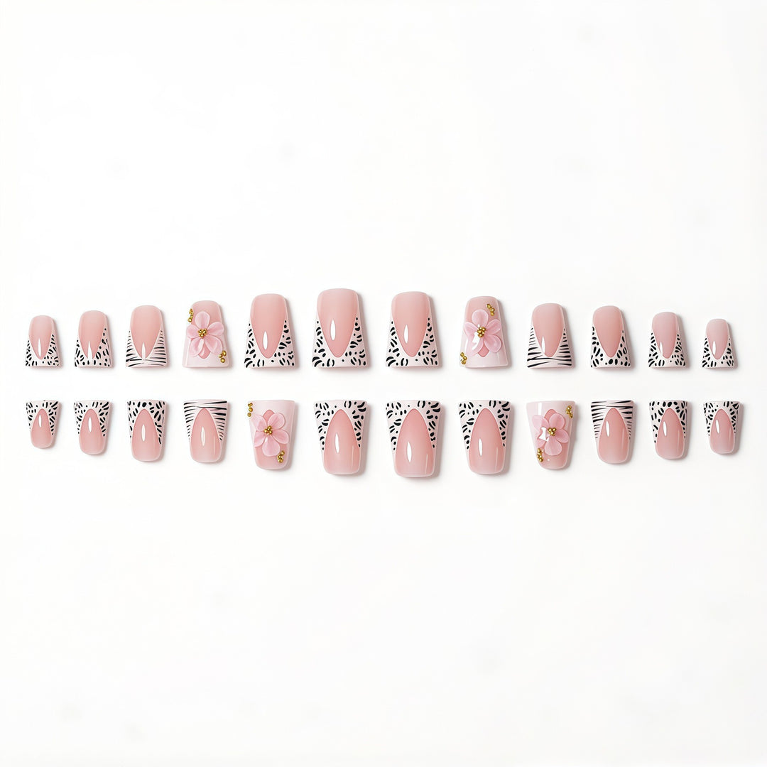 Artistic Floral-Enhanced Press-On Nails Bowlift