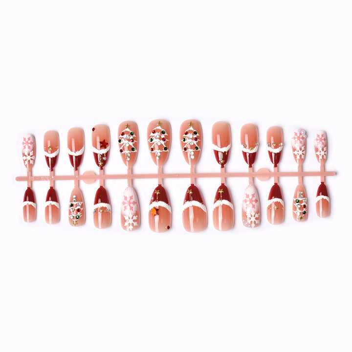 Festive artificial nails with Christmas design Bowlift