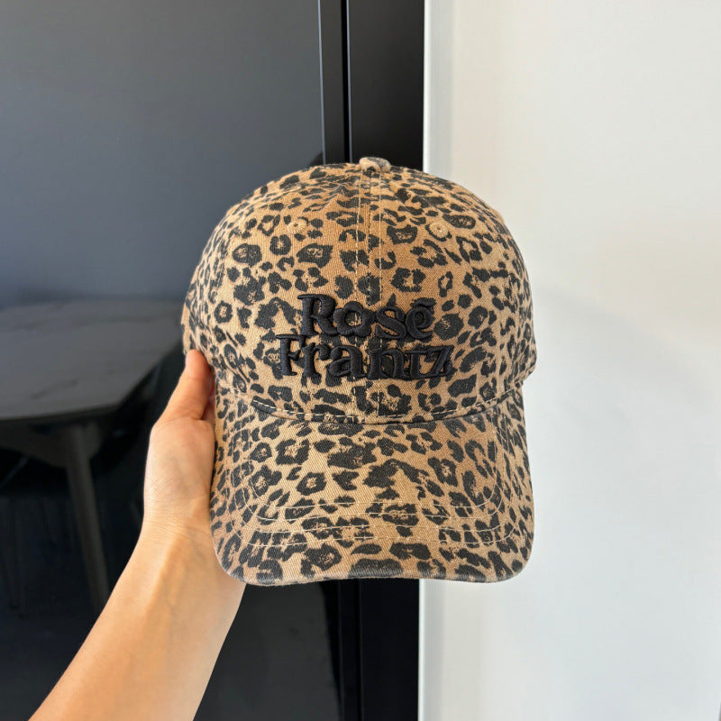 Women's Distressed Leopard Print Baseball Cap Bowlift