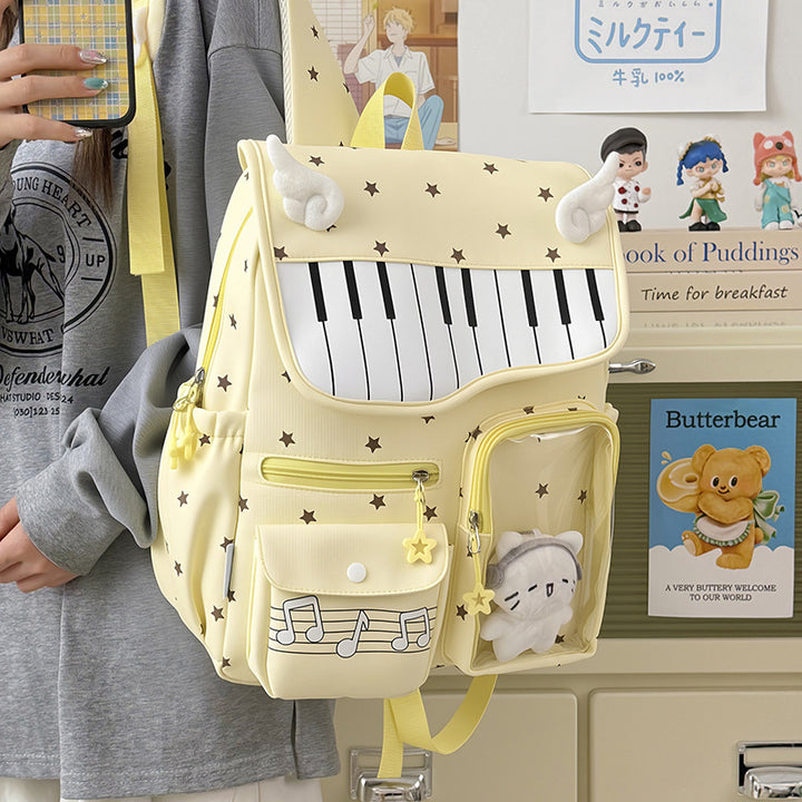 Piano-Themed Casual Backpack Bowlift