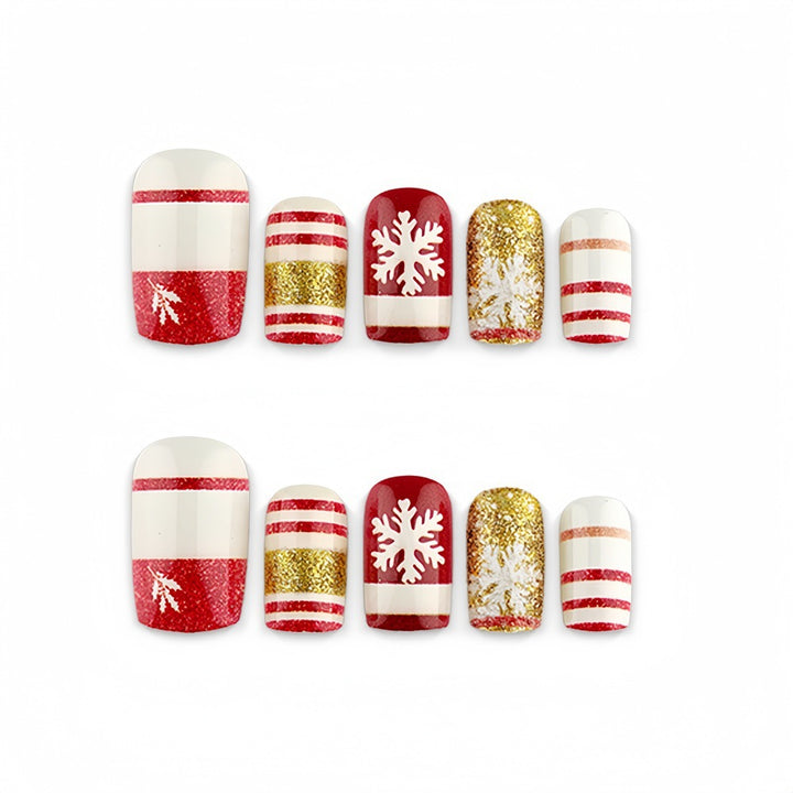 Artificial nails in festive Christmas design Bowlift