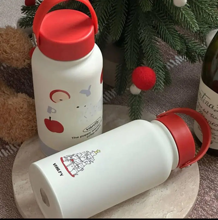 Ladies' insulation drinking bottle with creative animal design and practical flip lid Bowlift