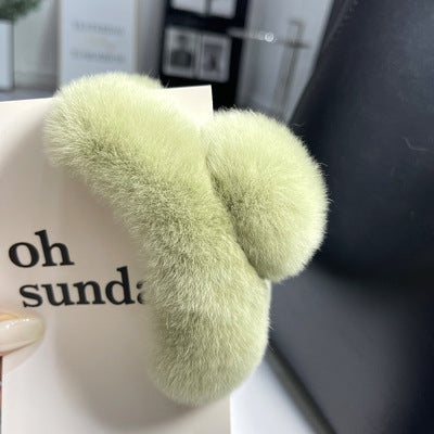 Plush Faux Fur Hair Claw Clip Bowlift