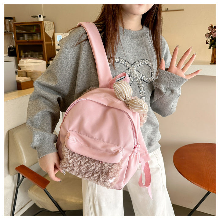 Plush backpack with high-quality surface structure Bowlift