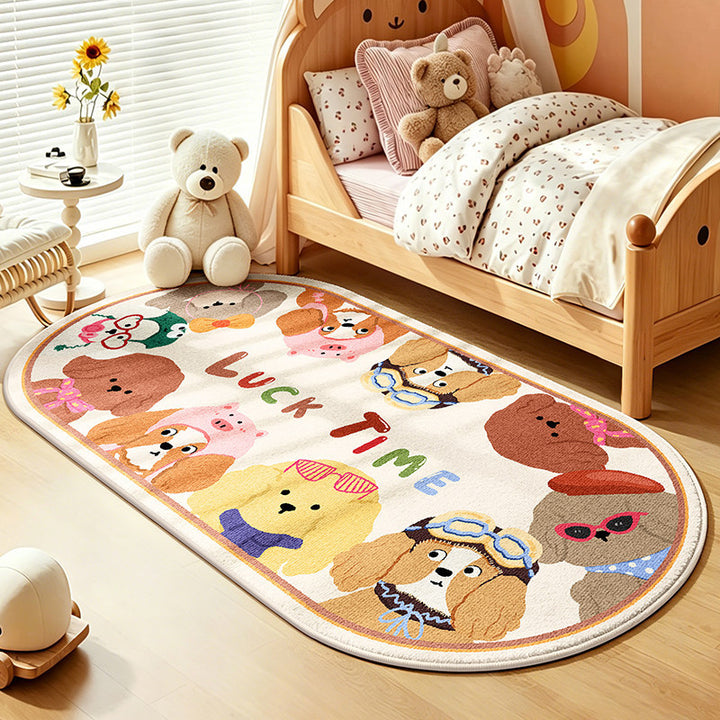 Children's Playful Animal Design Area Rug Bowlift