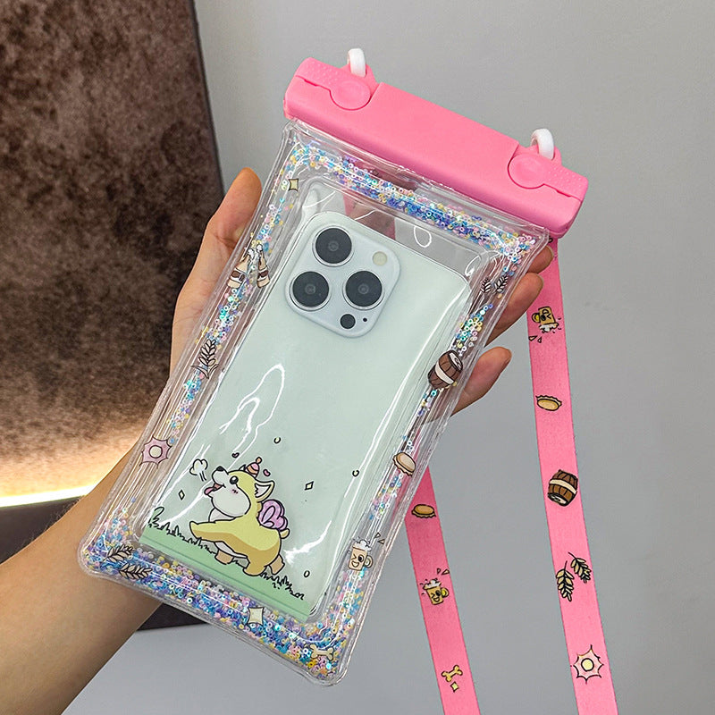 Waterproof phone pouch with adjustable lanyard and transparent touch-sensitive sleeve Bowlift