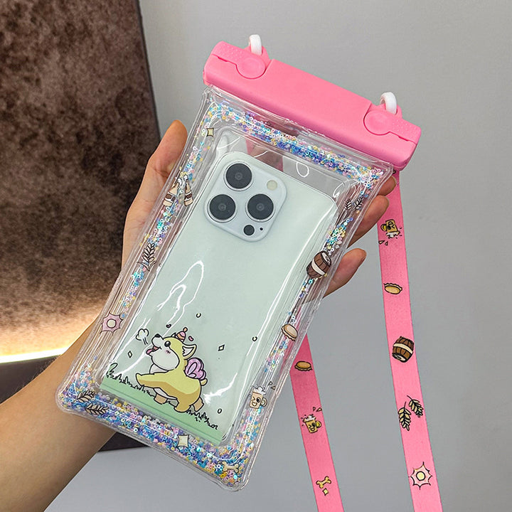 Waterproof phone pouch with adjustable lanyard and transparent touch-sensitive sleeve Bowlift