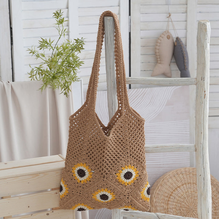 Handcrafted Jute Bag with Colorful Flower Pattern Bowlift