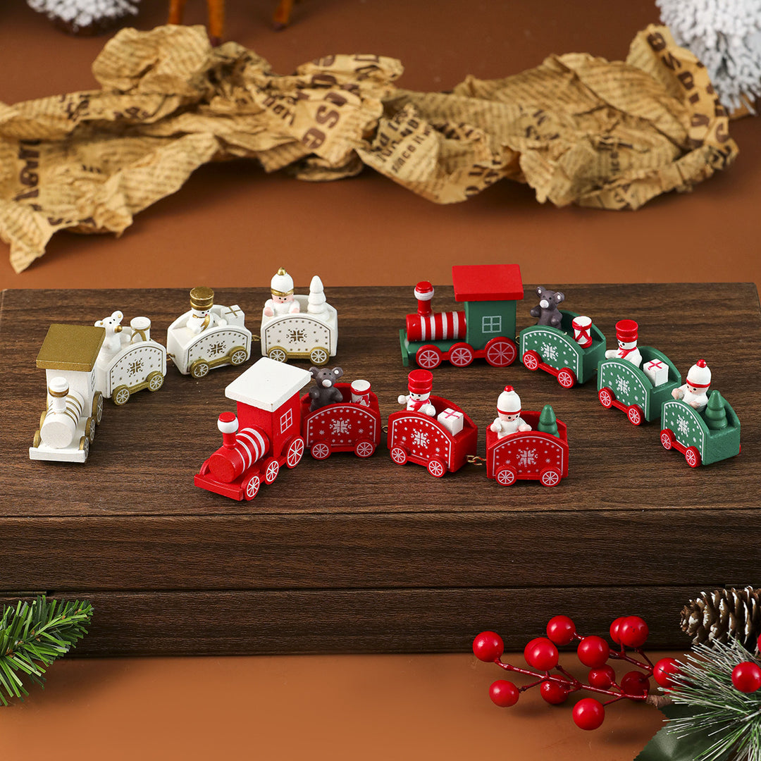 Christmas-Themed Wooden Train Decoration Bowlift