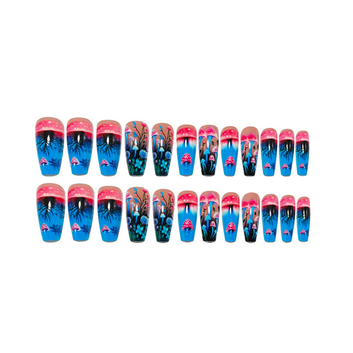 Creative flower and mushroom design artificial nails Bowlift