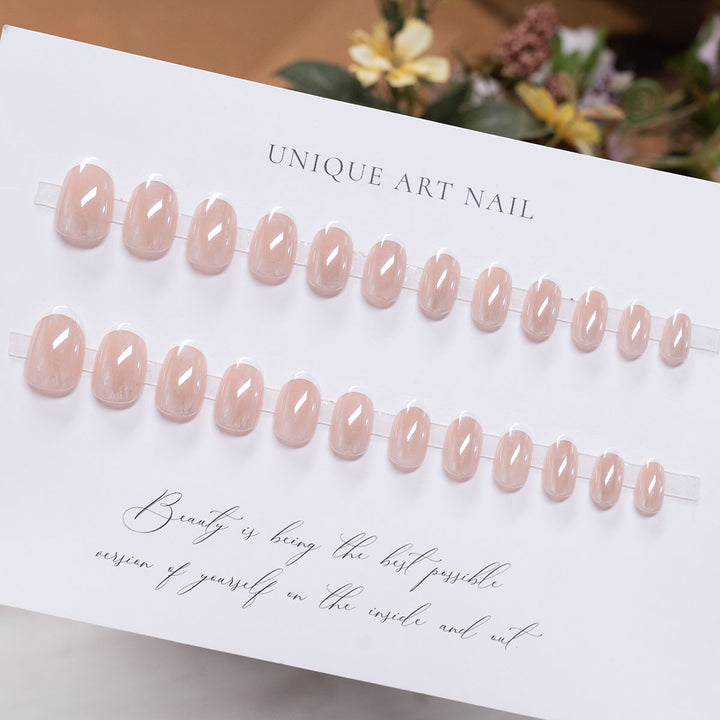 Elegant Glossy French Tip Press-On Nails