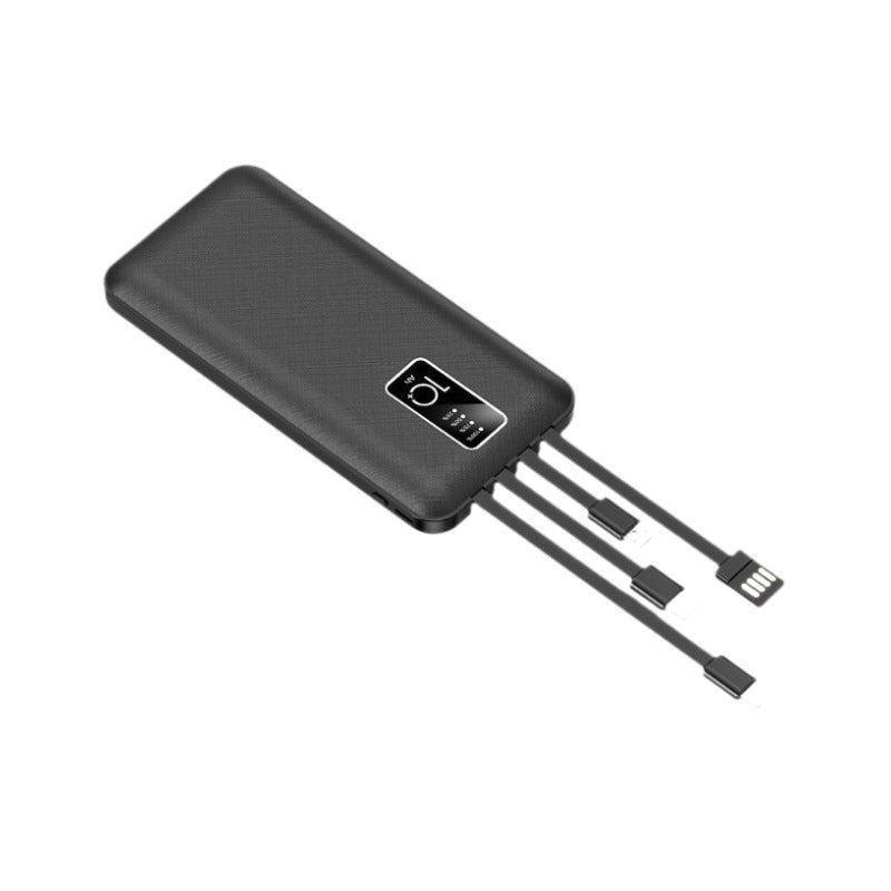 Portable power bank with integrated charging cables and digital charge level indicator Bowlift