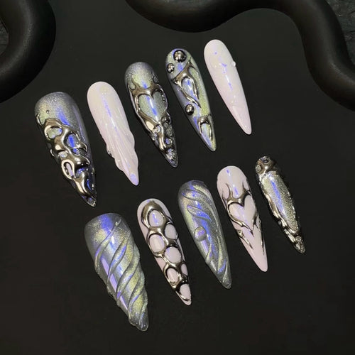 Holographic Nail Art Press-On Set