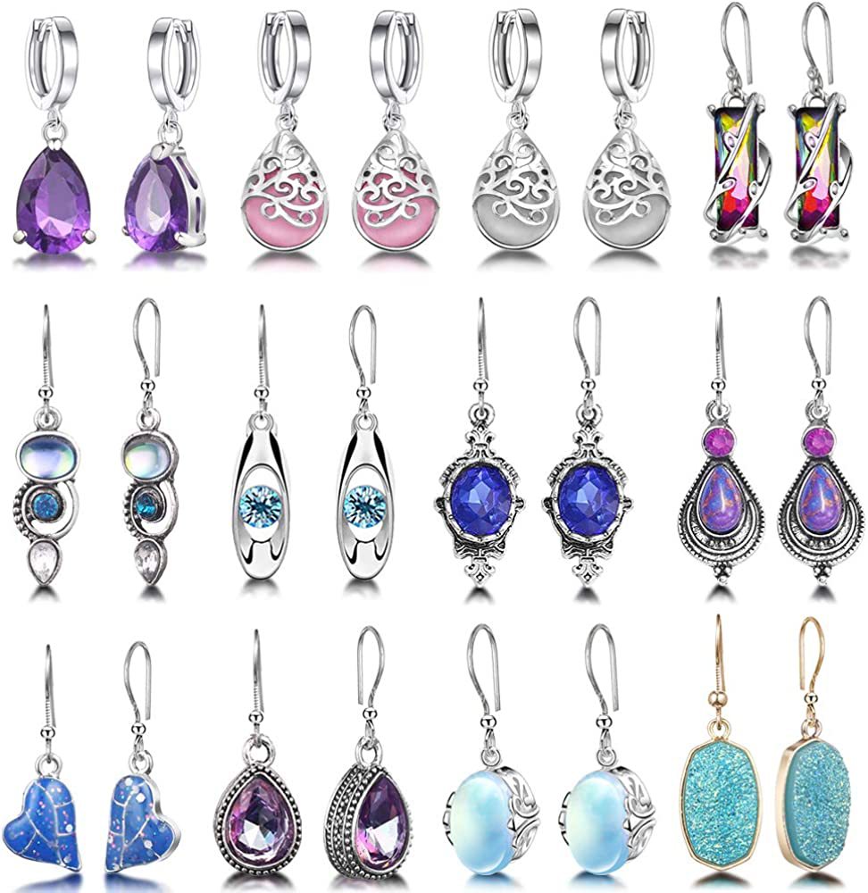Colorful Crystal Drop Earrings Bowlift